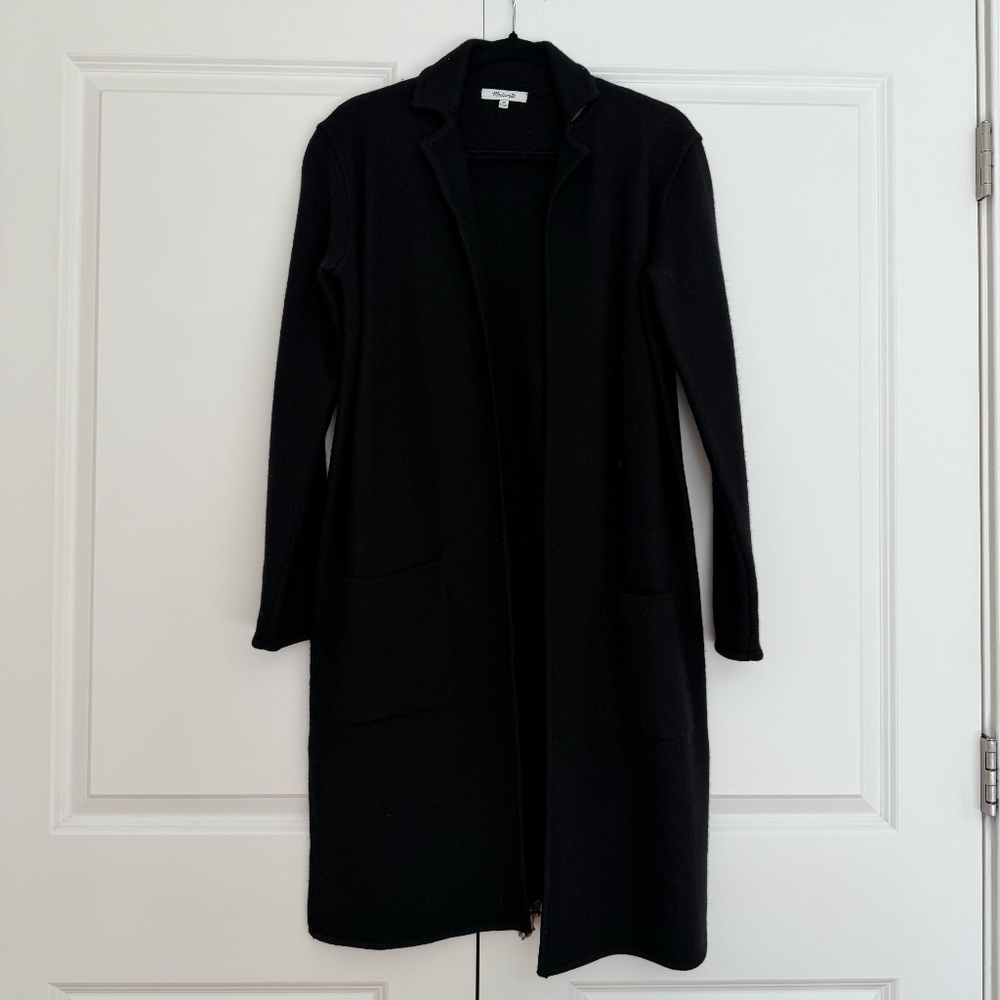 Madewell Camden Sweater Coat — Black — XS